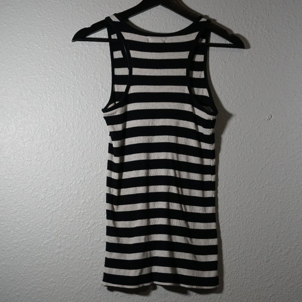 Women's L Active Basic Rib Racerback Oat Black Tank Top - Picture 3 of 7